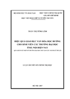 Hiệu quả giáo dục văn hóa học đường cho sinh viên các trường đại học ở hà nội hiện nay