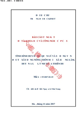 Luận văn thạc sĩ tình hình huy động quản lý và sử dụng vốn đầu tư xây dựng chương trình nông thôn mới ở xã hương lâm huyện a lưới tỉnh thừa thiên huế