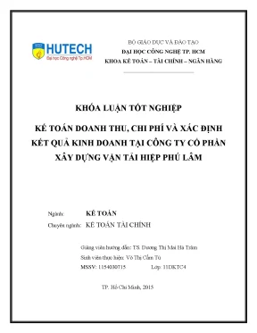 Luận văn thạc sĩ kế toán doanh thu chi phí và xác định kết quả kinh doanh tại công ty cổ phần xây dựng vận tải hiệp phú lâm