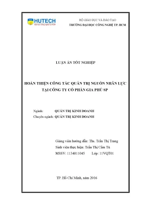 Luận văn thạc sĩ hoàn thiện công tác quản trị nguồn nhân lực tại công ty cổ phần gia phú sp