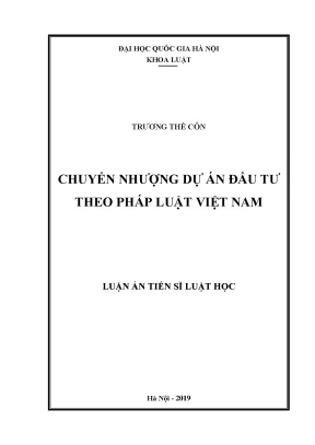 Luận văn thạc sĩ chuyển nhượng dự án đầu tư theo pháp luật việt nam