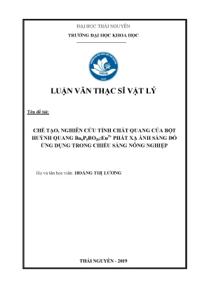 Luận văn thạc sĩ chế tạo nghiên cứu tính chất quang của bột huỳnh quang ba6p5bo20 eu3 phát xạ ánh sáng đỏ ứng dụng trong chiếu sáng nông nghiệp