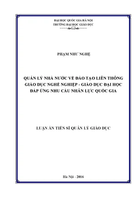 Luận văn thạc sĩ quản lý nhà nước về đào tạo liên thông giáo dục nghề nghiệp giáo dục đại học đáp ứng nhu cầu nhân lực quốc gia
