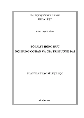 Luận văn thạc sĩ bộ luật hồng đức nội dung cơ bản và giá trị đương đại luận án ts luật 60 38 01