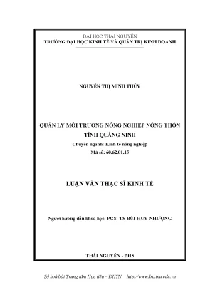 Luận văn thạc sĩ quản lý môi trường nông nghiệp nông thôn tỉnh quảng ninh