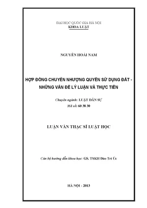 Luận văn thạc sĩ hợp đồng chuyển nhượng quyền sử dụng đất những vấn đề lý luận và thực tiễn