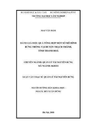 Luận văn thạc sĩ đánh giá hiệu quả tổng hợp một số mô hình rừng trồng tại huyện thạch thành tỉnh thanh hóa