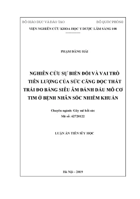 Luận án tiến sĩ nghiên cứu sự biến đổi và vai trò tiên lượng của sức căng dọc thất trái đo bằng siêu âm đánh dấu mô cơ tim ở bệnh nhân sốc nhiễm khuẩn