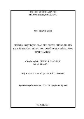Luận văn thạc sĩ quản lý hoạt động giáo dục phòng chống ma túy tại các trường trung học cơ sở huyện kiến xương tỉnh thái bình