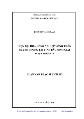 Luận văn thạc sĩ hiện đại hóa nông nghiệp nông thôn huyện lương tài tỉnh bắc ninh giai đoạn 1997 2015