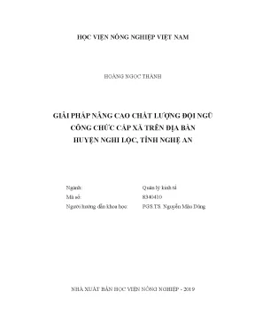 Luận văn thạc sĩ giải pháp nâng cao chất lượng đội ngũ công chức cấp xã trên địa bàn huyện nghi lộc tỉnh nghệ an