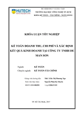 Luận văn thạc sĩ kế toán doanh thu chi phí và xác định kết quả kinh doanh tại công ty tnhh de man son