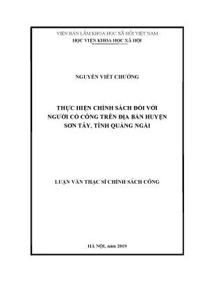 Luận văn thạc sĩ thực hiện chính sách đối với người có công trên địa bàn huyện sơn tây tỉnh quảng ngãi