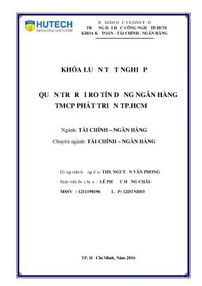 Luận văn thạc sĩ quản trị rủi ro tín dụng ngân hàng tmcp phát triển tp hcm