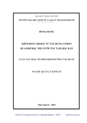 Luận văn thạc sĩ kiểm soát chi đầu tư xây dựng cơ bản qua kho bạc nhà nước pác nặm bắc kạn
