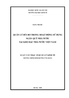 Luận văn thạc sĩ quản lý rủi ro trong hoạt động sử dụng ngân quỹ nhà nước tại kho bạc nhà nước việt nam