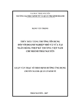 Luận văn thạc sĩ thúc đẩy tăng trưởng tín dụng đối với doanh nghiệp nhỏ và vừa tại ngân hàng thương mại cổ phần kỹ thương việt nam chi nhánh thái nguyên