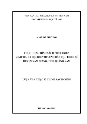 Luận văn thạc sĩ thực hiện chính sách phát triển kinh tế xã hội đối với vùng dân tộc thiểu số huyện nam giang tỉnh quảng nam