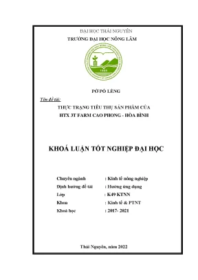 Luận văn thạc sĩ thực trạng tiêu thụ sản phẩm của hợp tác xã 3t farm cao phong hòa bình