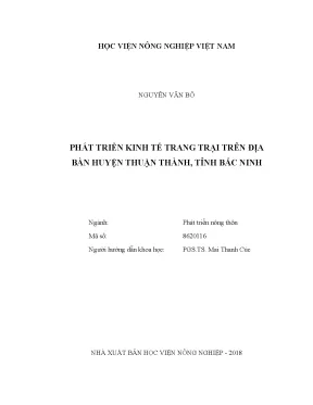 Luận văn thạc sĩ phát triển kinh tế trang trại trên địa bàn huyện thuận thành tỉnh bắc ninh