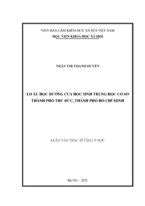 Luận văn thạc sĩ lo âu học đường của học sinh trung học cơ sở thành phố thủ đức thành phố hồ chí minh
