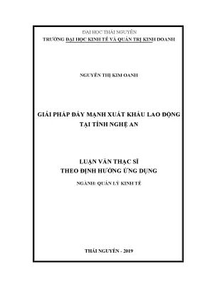 Luận văn thạc sĩ giải pháp đẩy mạnh xuất khẩu lao động tại tỉnh nghệ an