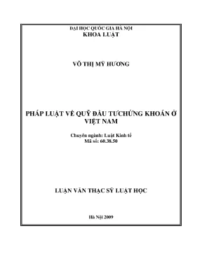Luận văn thạc sĩ pháp luật về quỹ đầu tư chứng khoán ở việt nam