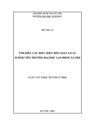 Luận văn thạc sĩ tìm hiểu các biểu hiện rối loạn lo âu ở sinh viên trường đại học lao động xã hội thí điểm