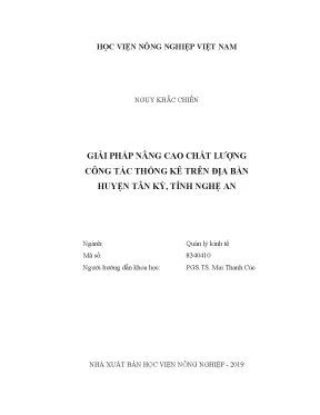Luận văn thạc sĩ giải pháp nâng cao chất lượng công tác thống kê trên địa bàn huyện tân kỳ tỉnh nghệ an
