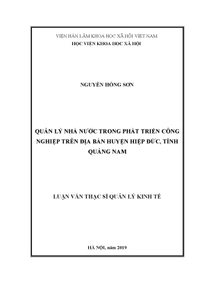 Luận văn thạc sĩ quản lý nhà nước trong phát triển công nghiệp trên địa bàn huyện hiệp đức tỉnh quảng nam