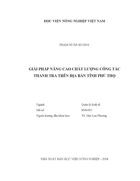 Luận văn thạc sĩ giải pháp nâng cao chất lượng công tác thanh tra trên địa bàn tỉnh phú thọ