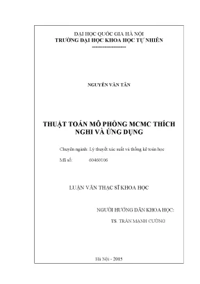 Luận văn thạc sĩ thuật toán mô phỏng mcmc thích nghi và ứng dụng