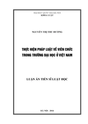 Luận văn thạc sĩ thực hiện pháp luật về viên chức trong trường đại học ở việt nam luận án ts luật 60 38 01