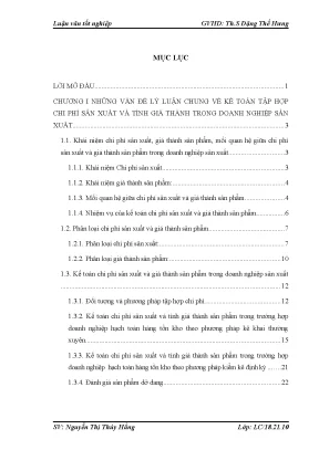 Tổ chức kế toán chi phí sản xuất và tính giá thành sản phẩm tại công ty cổ phần thời trang decharme