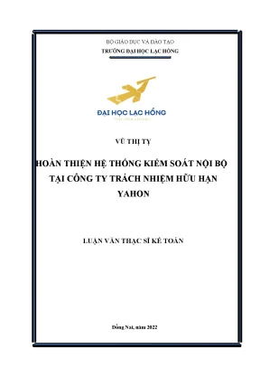 Hoàn thiện hệ thống kiểm soát nội bộ tại công ty trách nhiệm hữu hạn yahon luận văn thạc sĩ