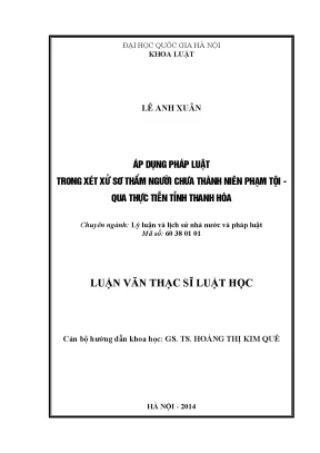 Luận văn thạc sĩ áp dụng pháp luật trong xét sử sơ thẩm người chưa thành niên phạm tội qua thực tiễn tỉnh thanh hoá