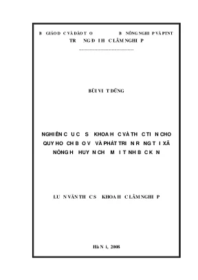 Luận văn thạc sĩ nghiên cứu cơ sở khoa học và thực tiễn cho quy hoạch bảo vệ và phát triển rừng tại xã nông hạ huyện chợ mới tỉnh bắc cạn