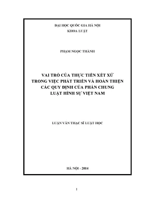 Luận văn thạc sĩ vai trò của thực tiễn xét xử trong việc phát triển và hoàn thiện các quy định của phần chung luật hình sự việt nam luận án ts luật 60 38 01 04
