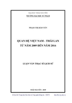 Luận văn thạc sĩ quan hệ việt nam thái lan từ năm 2009 đến năm 2016