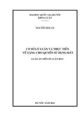 Luận văn thạc sĩ cơ sở lý luận và thực tiễn về tặng cho quyền sử dụng đất luận án ts luật 62 38 50 01