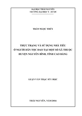 Luận văn thạc sĩ thực trạng và sử dụng nhà tiêu ở người dân tộc dao tại một số xã thuộc huyện nguyên bình tỉnh cao bằng