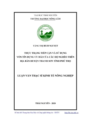 Luận văn thạc sĩ thực trạng tiếp cận và sử dụng vốn tín dụng ưu đãi của các hộ nghèo trên địa bàn huyện thanh sơn tỉnh phú thọ