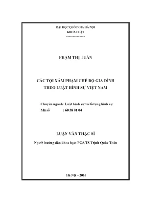 Luận văn thạc sĩ các tội xâm phạm chế độ gia đình theo luật hình sự việt nam