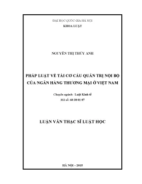 Luận văn thạc sĩ pháp luật về tái cơ cấu quản trị nội bộ của ngân hàng thương mại ở việt nam