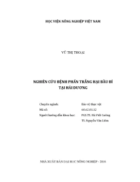 Luận văn thạc sĩ nghiên cứu bệnh phấn trắng hại bầu bí tại hải dương