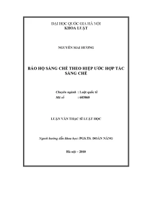 Luận văn thạc sĩ bảo hộ sáng chế theo hiệp ước hợp tác sáng chế