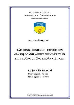 Luận văn thạc sĩ tác động chính sách cổ tức đến giá trị doanh nghiệp niêm yết trên thị trường chứng khoán việt nam