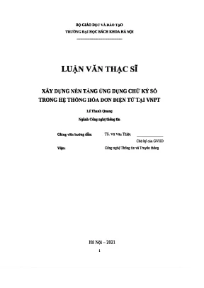 Luận văn thạc sĩ xây dựng nền tảng ứng dụng chữ ký số trong hệ thống hóa đơn điện tử tại vnpt