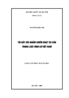 Luận văn thạc sĩ tội bắt cóc nhằm chiếm đoạt tài sản trong luật hình sự việt nam