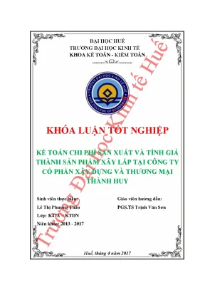 Kế toán chi phí sản xuất và tính giá thành sản phẩm xây lắp tại công ty cổ phần xây dựng và thương mại thành huy 1